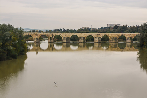 The Roman bridge in Cordoba over the Guadalquivir river. The bridge in Cordoba (Spanish Andalusia), which is more than 2000 years old.