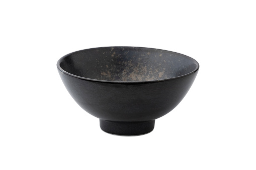empty black bowl isolated on white background with clipping path