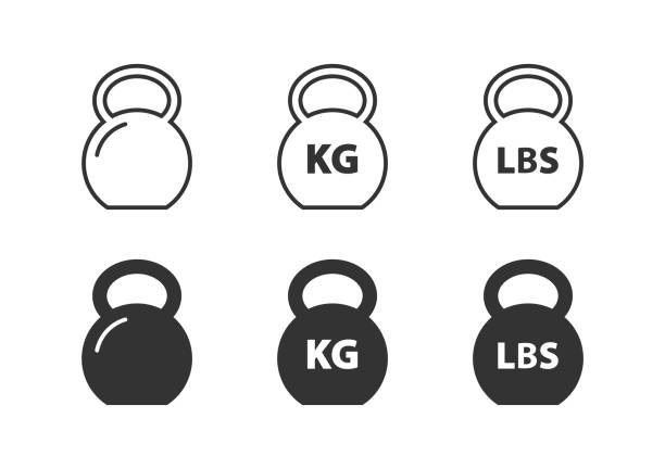 gewicht kg. lb-gewichtssymbol. einfaches flaches und umrissiges symbol. sportsymbol. vektorillustration. - gewichte stock-grafiken, -clipart, -cartoons und -symbole