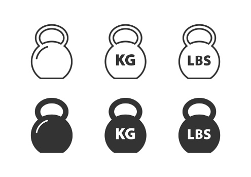 Weight kg. Lb weight icon. Simple flat and outline icon. Sport symbol. Vector illustration