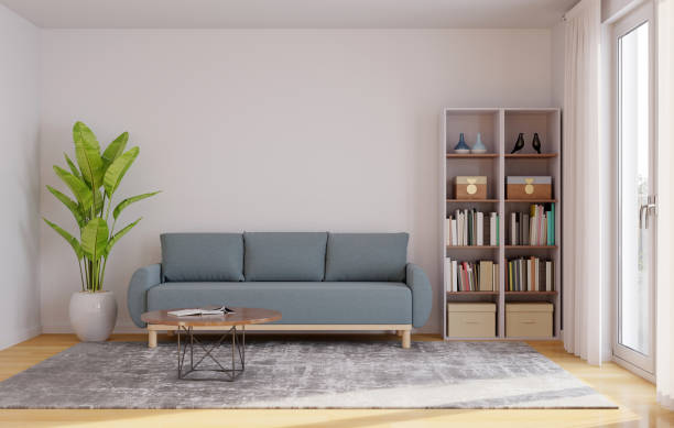 istock Sofa in living room with copy space, 3D rendering 1399954058