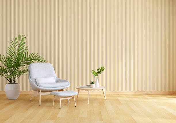 istock White chair in living room with copy space, 3D rendering 1399954061