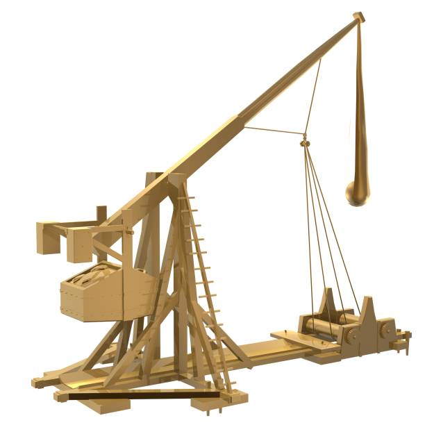 trebuchet - slingshot weapon medieval siege foto e immagini stock