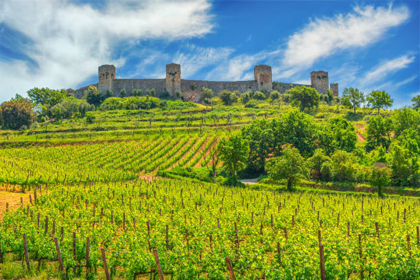 Walls around the city of Monteriggioni, Tuscany, Italy