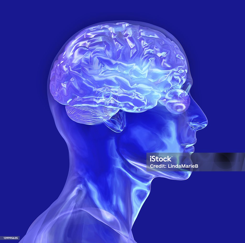 Macho de vidrio con cerebro incluye clipping path (Borde de corte - Foto de stock de Electroencefalograma libre de derechos