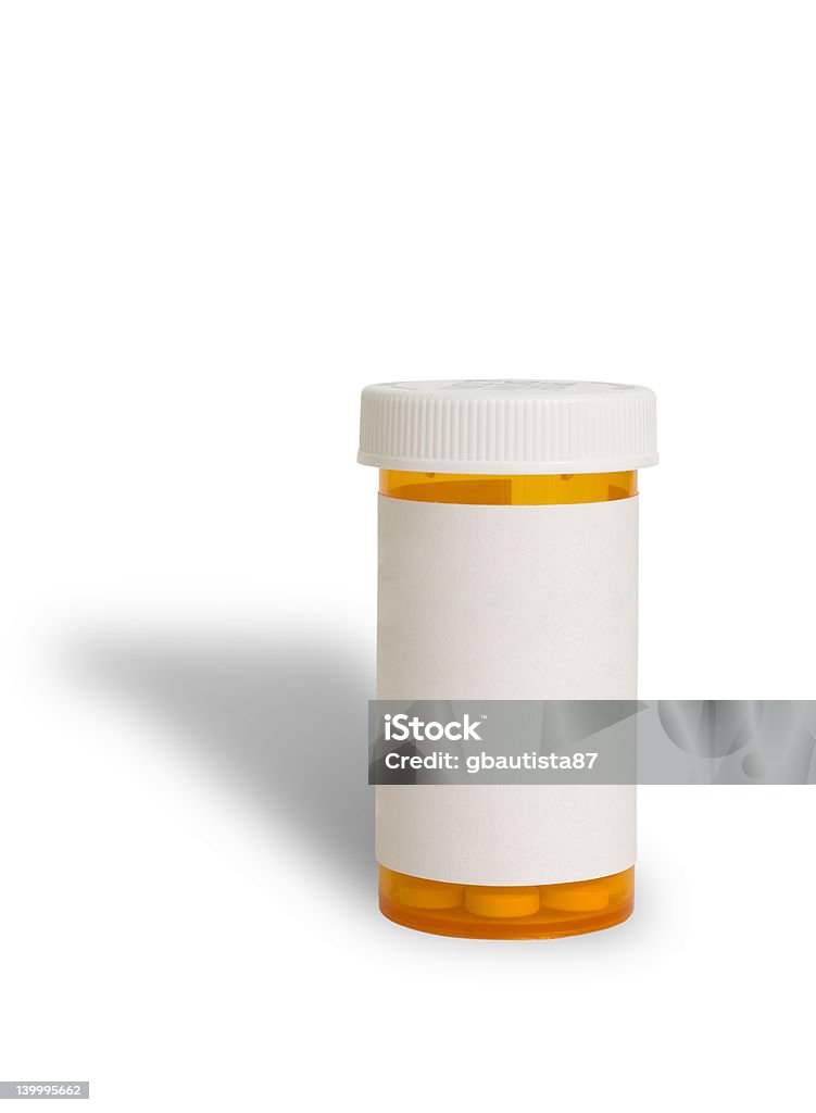 Pill Container container for medicine with blank label Antibiotic Stock Photo