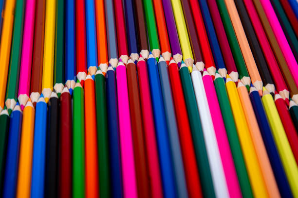 Group of coloured pencilsshool