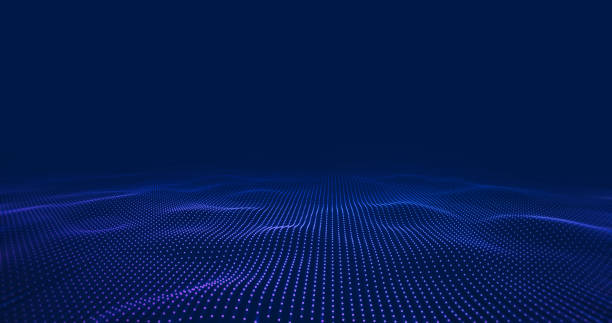 sea "u200b"u200bof "u200b"u200bdata submerged in the metaverse. abstract floor technology background with blue led light. - golfplaat-fotos stockfoto's en -beelden