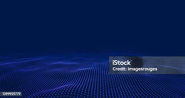 Sea U200bu200bof U200bu200bdata Submerged In The Metaverse Abstract Floor Technology Background With Blue Led Light Stock Photo - Download Image Now