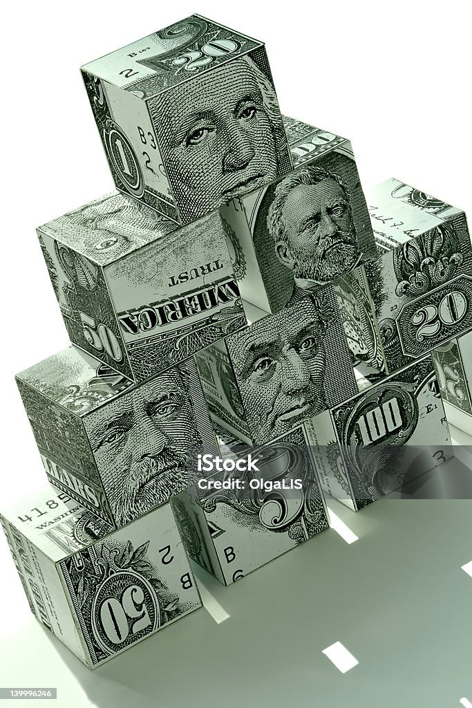 Money pyramid-financial concept Money pyramid-financial concept of accumulation and augmentation of money Abundance Stock Photo