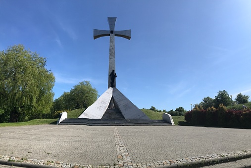 The monument depicts a four-meter statue of the Merciful Christ and a 22-meter steel cross. The monument is dedicated to the Year of the Great Jubilee of Christianity and the power of attorney of the city of Przemyl to God's Mercy. It was dedicated on September 15, 2000.