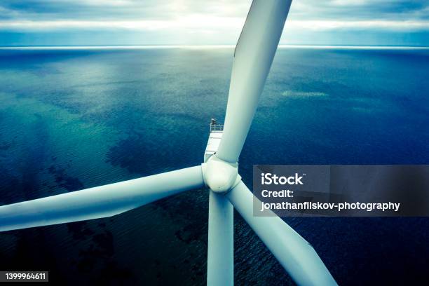 Wind Turbines At Sea Stock Photo - Download Image Now - Sustainable Energy, Sea, Wind Turbine