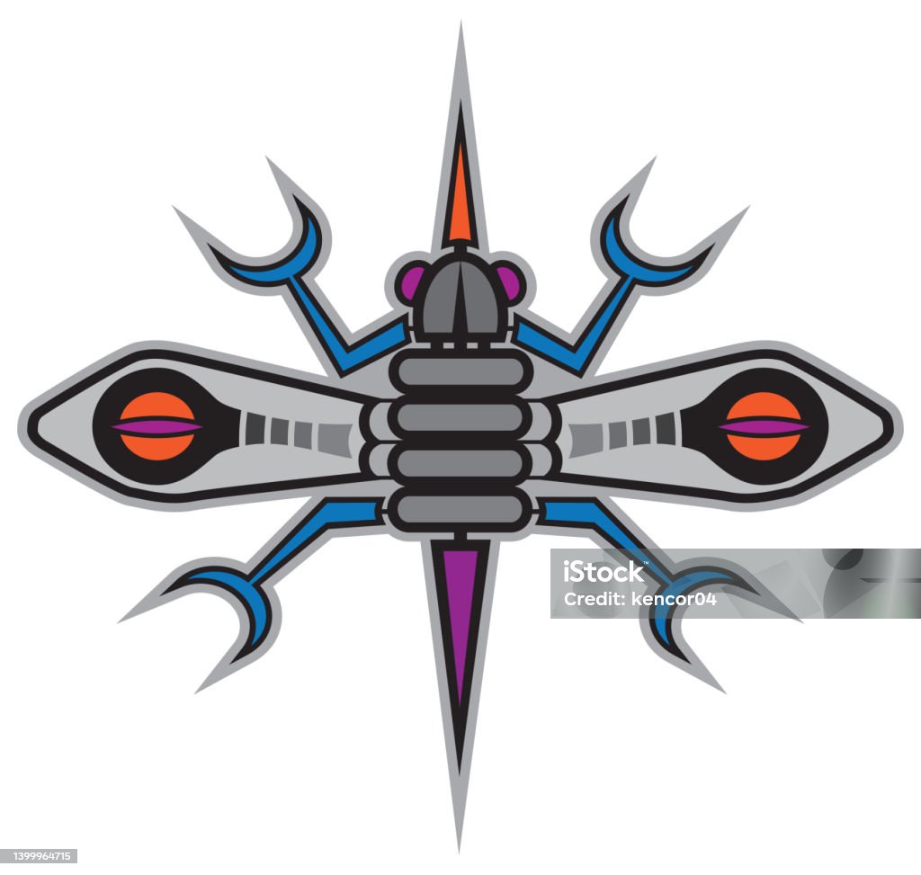 Flying Robotic Android Bug Stock Illustration - Download Image Now ...