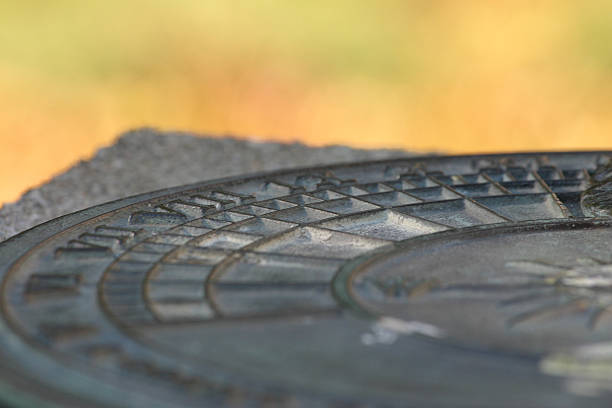 sundial in autumn stock photo