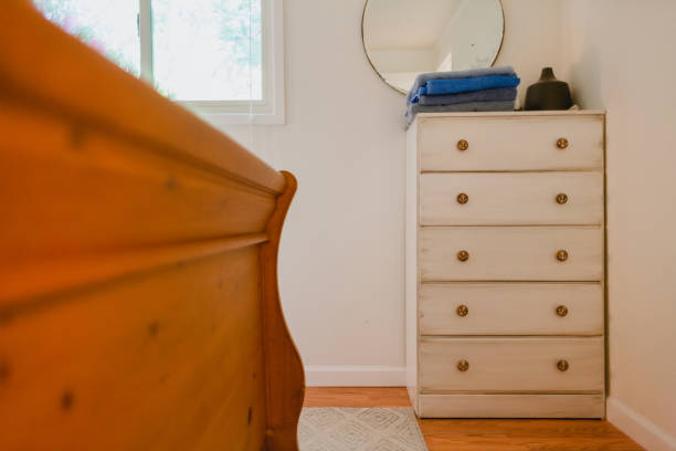 Common household items inside of a home. Things include kitchen items, bedroom details, and decor.