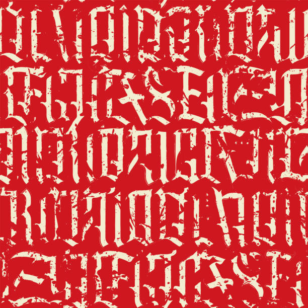 nahtloses muster der gotischen großbuchstaben - decoration fairy tale alphabet abstract stock-grafiken, -clipart, -cartoons und -symbole