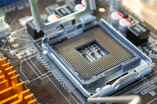 Computer Motherboard Processor Socket Stock Photo - Download Image Now ...