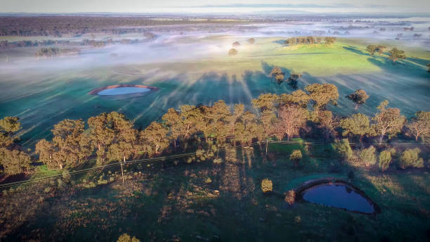 Central Victorian Farmland aerial stock photo