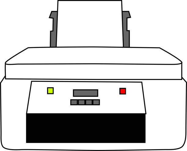 전면을 향한 흰색 프린터 - computer equipment pc fax machine appliance stock illustrations