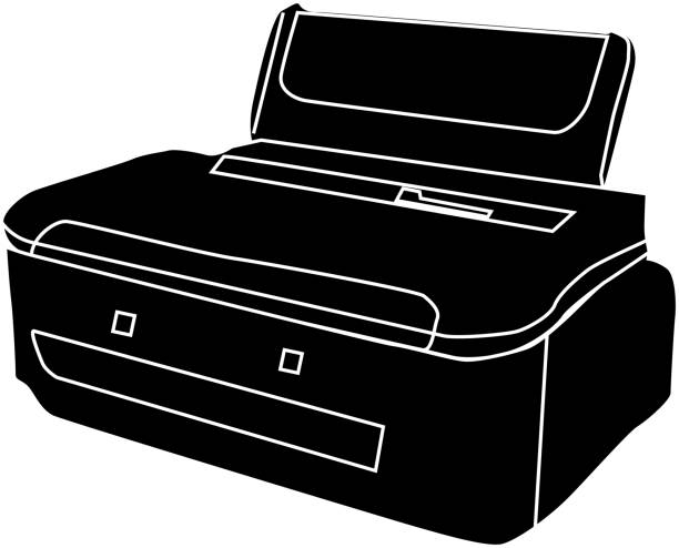 praktisches druckersilhouettenmaterial - computer equipment pc fax machine appliance stock-grafiken, -clipart, -cartoons und -symbole