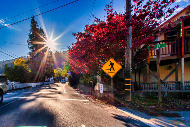 main street small town Russian River stock photo