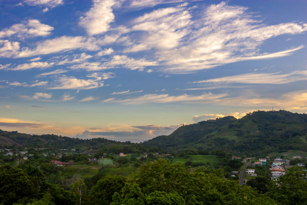 Panama City outskirts at sunset