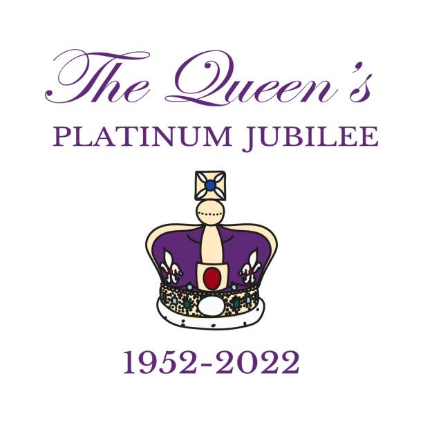 the queen's platinum jubilee celebration poster background with silhouette of queen elizabeth - 1952 stock illustrations