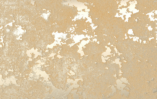 Volumetric abstract grunge background. Dirty cracked 3d rendering golden surface