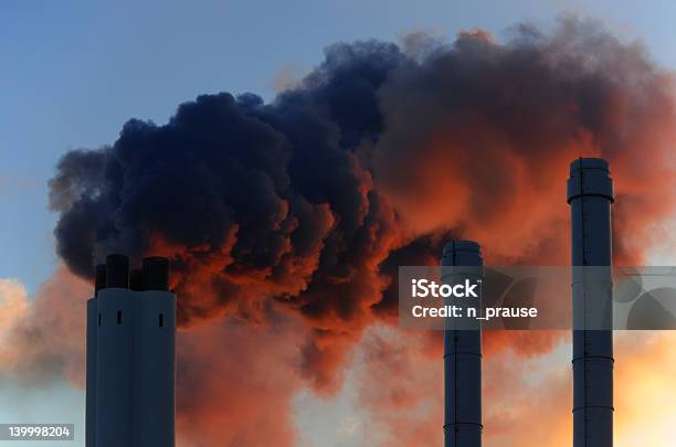 Chimneys Stock Photo - Download Image Now - Air Pollution, Blue, Carbon Dioxide
