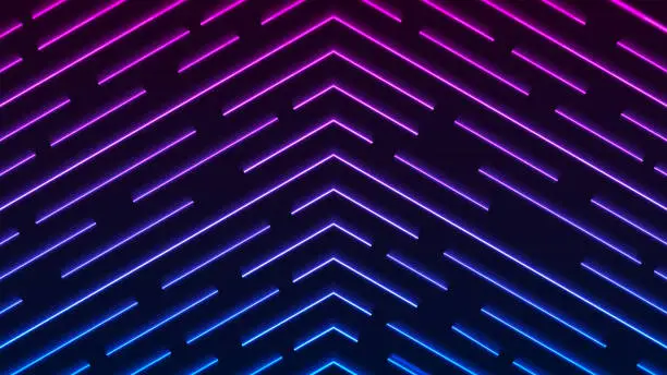Vector illustration of Abstract blue and purple neon lighting arrows pattern on dark background technology futuristic concept