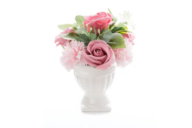 Photo of Artificial Flowers on White Background