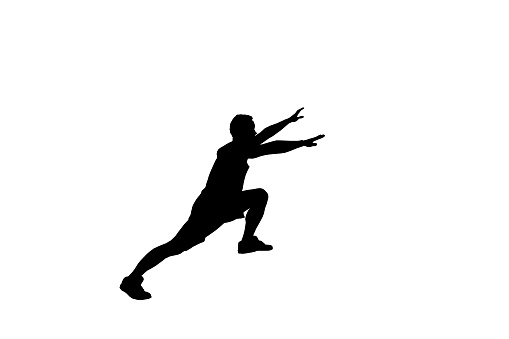 silhouette man jumping over on-air by white background and clipping path. Freedom, risk, challenge, success.