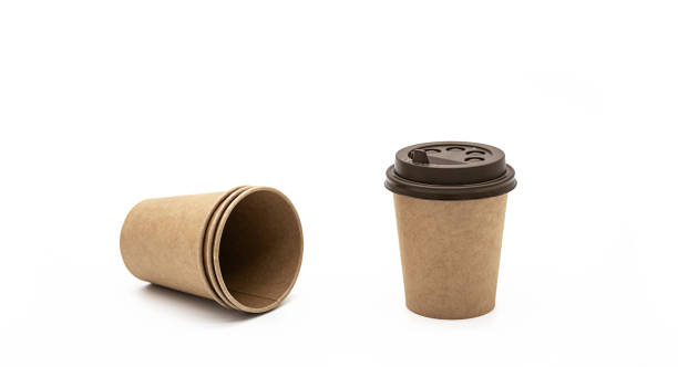 istock Mock up disposable takeaway coffee cup on white. Template cardboard to go coffee mug. 1400002436