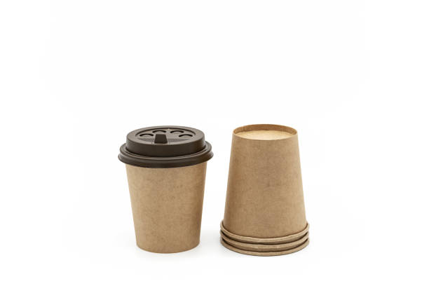 istock Mock up disposable takeaway coffee cup on white. Template cardboard to go coffee mug. 1400002444