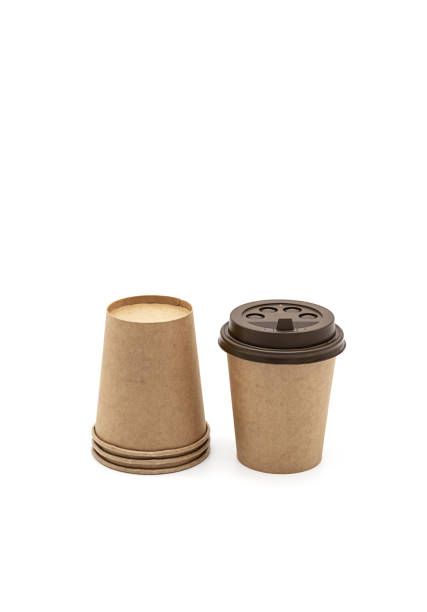 istock Mock up disposable takeaway coffee cup on white. Template cardboard to go coffee mug. 1400002445
