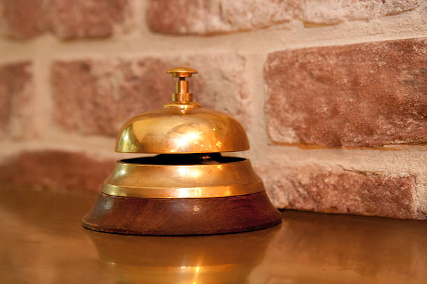 Service bell at an hotel reception. stock photo