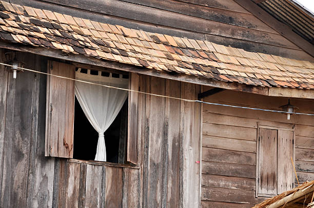 istock Old Wood Wall House Pole Curtain 140000350