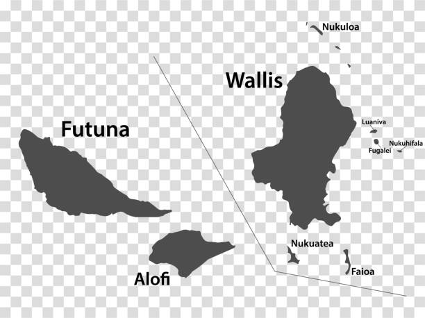 Blank map Wallis and Futuna in gray. Every Island map is with titles. High quality map of  Wallis and Futuna on transparent background for your  design.  Oceania. EPS10. Blank map Wallis and Futuna in gray. Every Island map is with titles. High quality map of  Wallis and Futuna on transparent background for your  design.  Oceania. EPS10. wallis and futuna islands stock illustrations