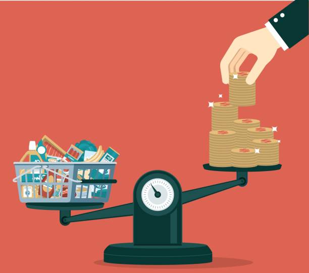 ilustraciones, imágenes clip art, dibujos animados e iconos de stock de crisis - aumento de los precios de las materias primas - consumption scale