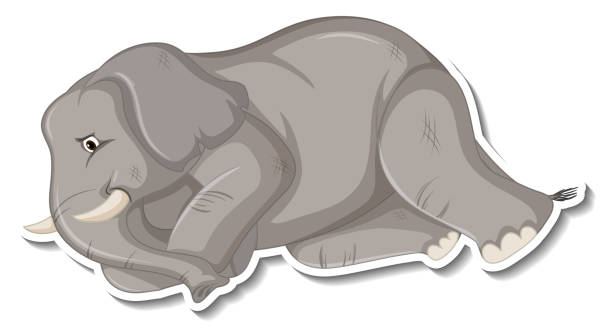 Sick Elephant Animal Cartoon Sticker Stock Illustration - Download Image  Now - Clip Art, Elephant, Illness - iStock