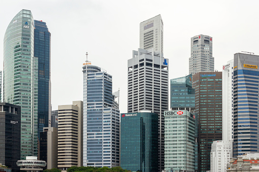 Central Business District, Singapore - October 6, 2018 : View Of Buildings In Singapore Central Business District.