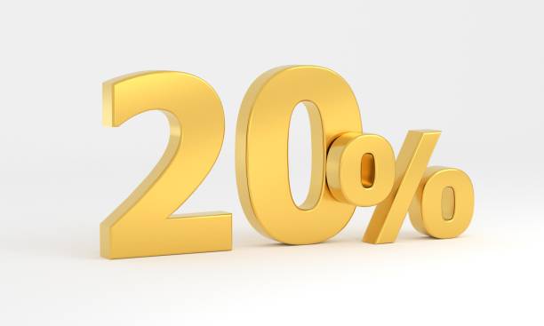 istock Gold 20 percent isolated on white background 1400014133