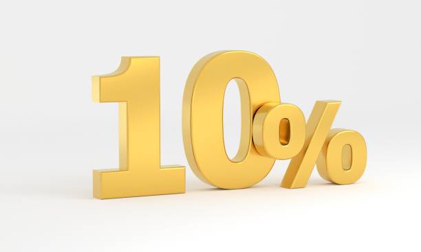 istock Gold 10 percent isolated on white background 1400014139