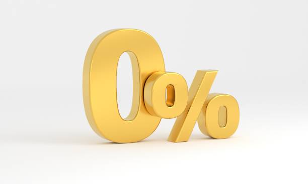 istock Gold 0 percent isolated on white background 1400014149