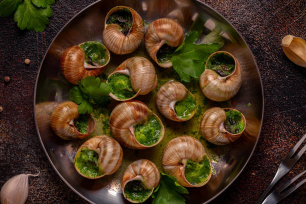 istock Bourgogne Escargot Snails with herb garlic oil. 1400014213