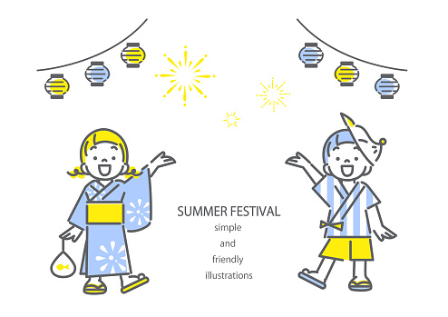 happy little kids in summer festival