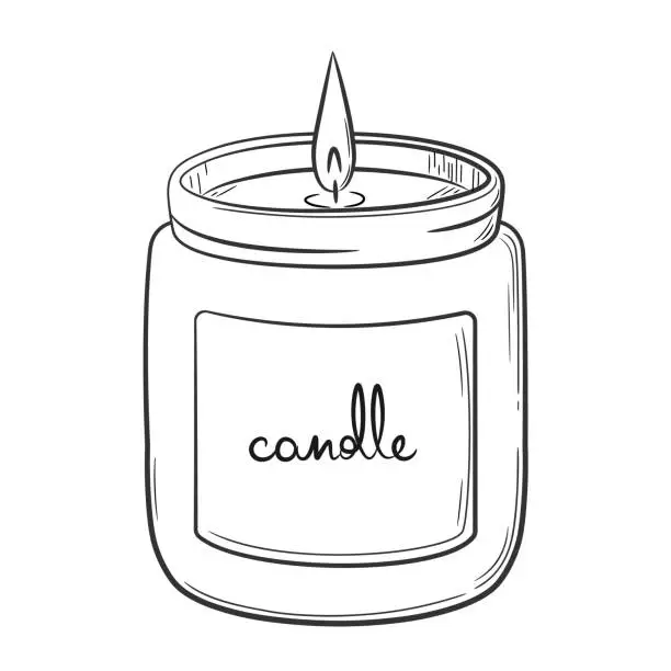 Vector illustration of Wax candle in a jar