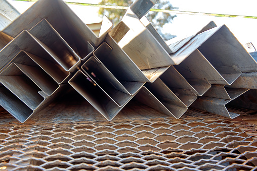 Stacks of steel used in domestic house construction