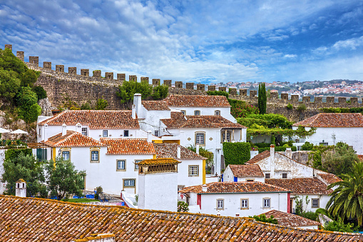 Obidos fortress town architecture, Portugal