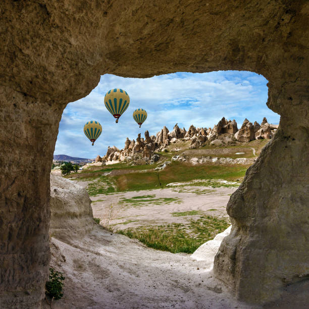 istock Flying balloons in Cappadocia, Turkey. 1400017572